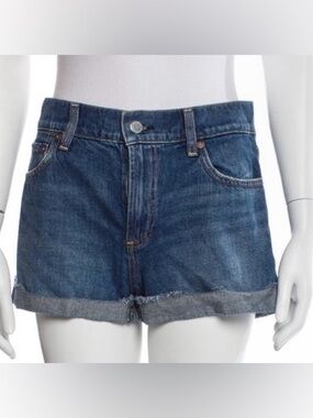 Alice + Olivia Women's Dark Blue Denim Roll-Hem Shorts